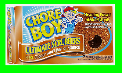 2pk CHORE BOY Copper Scrubbers Scorring Sponges Cleaning Kitchen Lawn Tools NEW!
