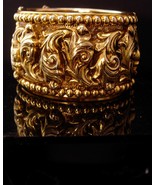 Vintage golden baroque extra wide Bangle Bracelet - Vintage Art nouveau ... - $225.00