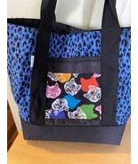 Large lined Animal Print Cat Canvas  tote Shoulder Bag Tote  Lined With ... - $59.99