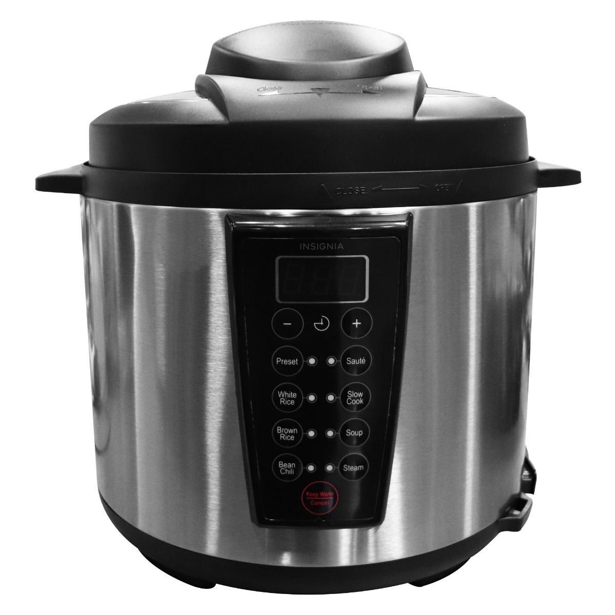 Insignia - 6-Quart Pressure Cooker - Stainless Steel/Black - Other