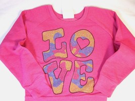 Signorelli Girl&#39;s Pullover Sweatshirt Pink Love Rhinestone Sz Small 5/6 ... - $14.64