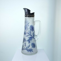 c1900 French Cameo Glass Pitcher with Enameled Silver top - $359.98