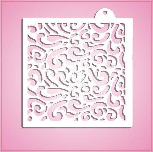 cheapcookiecutters Swirly Lines Pattern Stencil-One Piece Only
