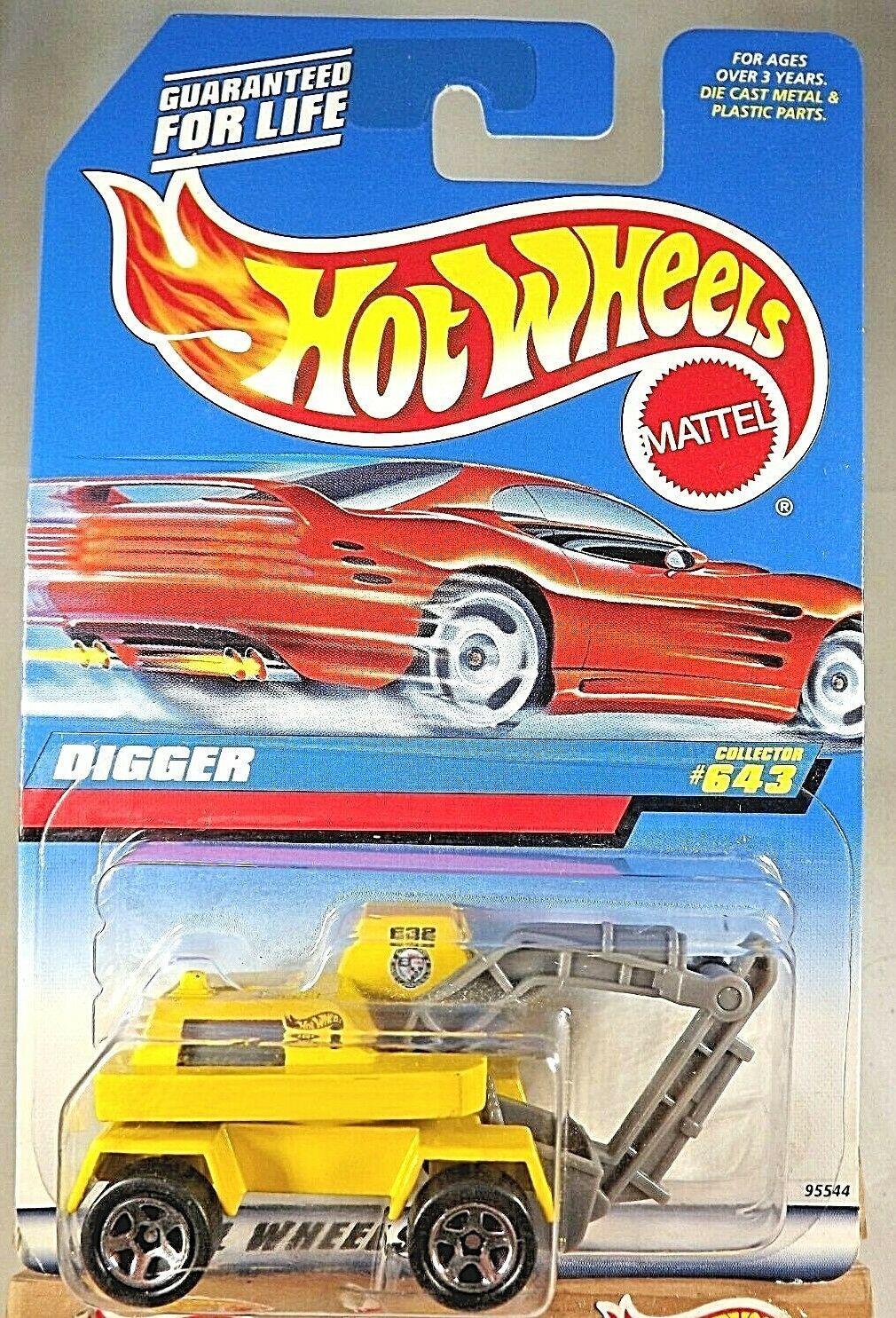 1997 Hot Wheels Collector #643 Construction DIGGER Yellow w/Chrome 5 ...