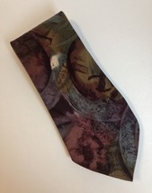 Paul Rodon Abstract Neck Tie Hand Made 100% Silk Mens Plum Teal Green - $28.00