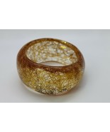 Vintage Lucite Bangle Gold Foil Clear Wide Cuff Bracelet Mid Century Fas... - $75.00