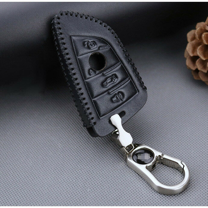 For BMW x1 X5 X6 x3 Remote Key Bag Case Cover Fob Holder Chain 3 Button Black - Everything Else