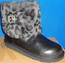 UGG Australia KIDS ELLEE Black Leopard Cuff Boots Toddler Size US 2 NIB ... - $64.30