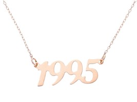 18K ROSE GOLD NECKLACE, YEAR OF BIRTH CENTRAL, SQUARE ROLO CHAIN MADE IN ITALY image 1