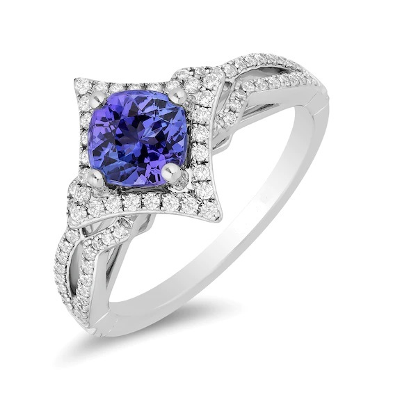 Enchanted Disney Ultimate Princess Tanzanite & Diamond Tilted Frame Wedding ring