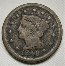 1848 Large Cent FINE Details Coin Estate Piece AE256 - $27.99