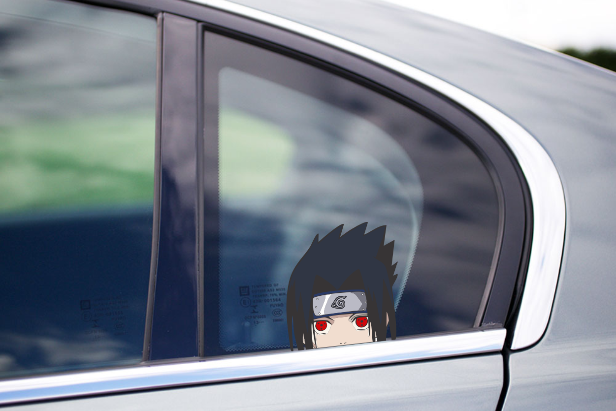 Sasuke Uchiha Peeking Laptop Window Vinyl Decal Kids Anime Naruto Stickers JDM