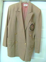 Rafaella Blazer Jacket Coat Crest 100% Linen Lined Khaki Women&#39;s Oversiz... - $34.81
