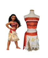 Peachi Moana Princess Adventure Costume Necklace Skirt Set Halloween Cos... - $29.66+