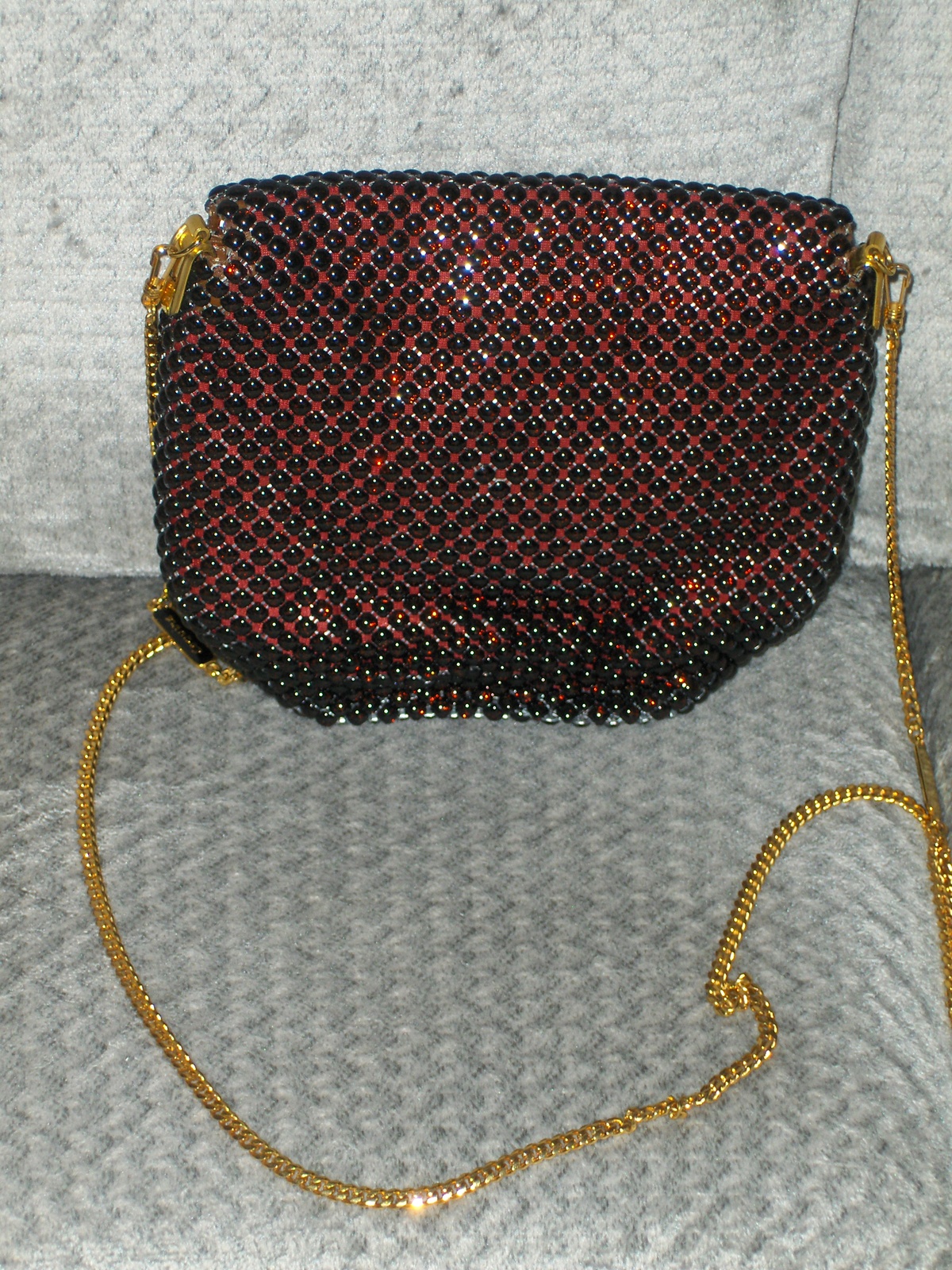 Esquire Collection Shoulder Bag Metallic Bead Purse Red Handbag Tote Sparkle Women
