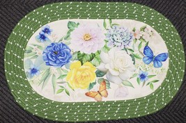 Oval Braided Kitchen Accent Rug(20&quot;x30&quot;) COLORFUL FLOWERS &amp; BUTTERFLIES,... - $19.79