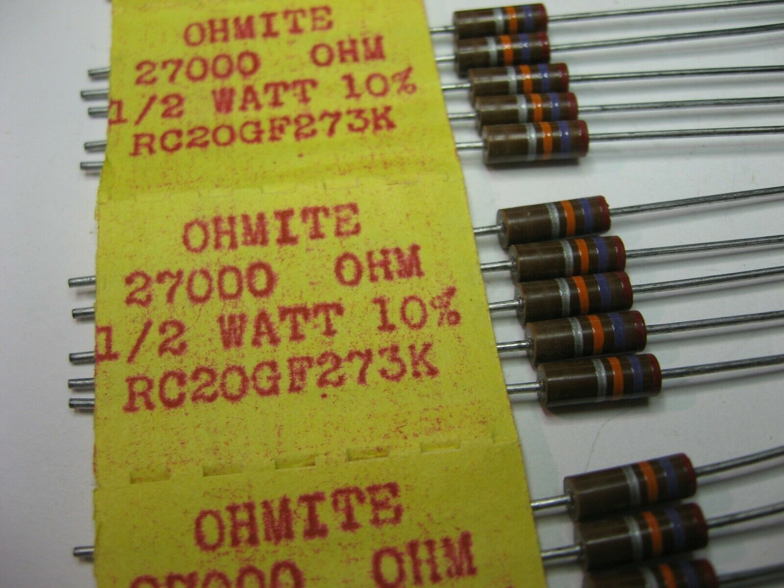 5 Pack Ohmite Carbon Comp 6.8 MEG OHM 1 Watt 5% Resistors NOS 1 