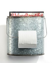 Magazine Rack Toilet Paper Roll Holder Galvanized Metal Grey RV Camper Outdoor image 2
