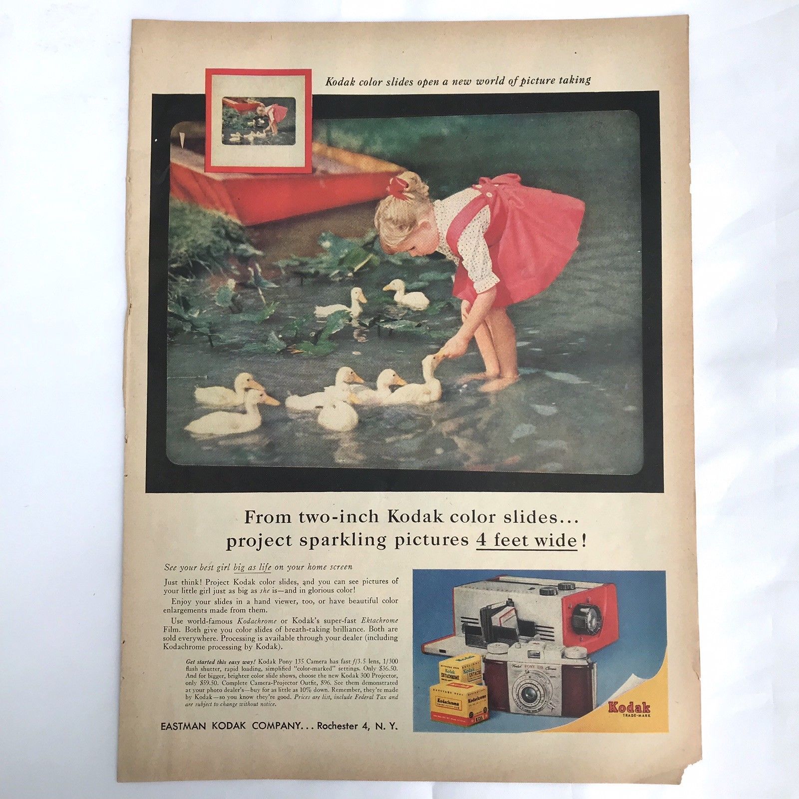 1957 Kodak Kodachrome Film Vintage Print Ad Pony Camera Little Girl Ektachrome - $14.25