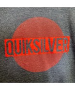 Quicksilver Mens Large T-Shirt Red Graphic Logo on Gray Tee Surf Skate Excellent - $11.88