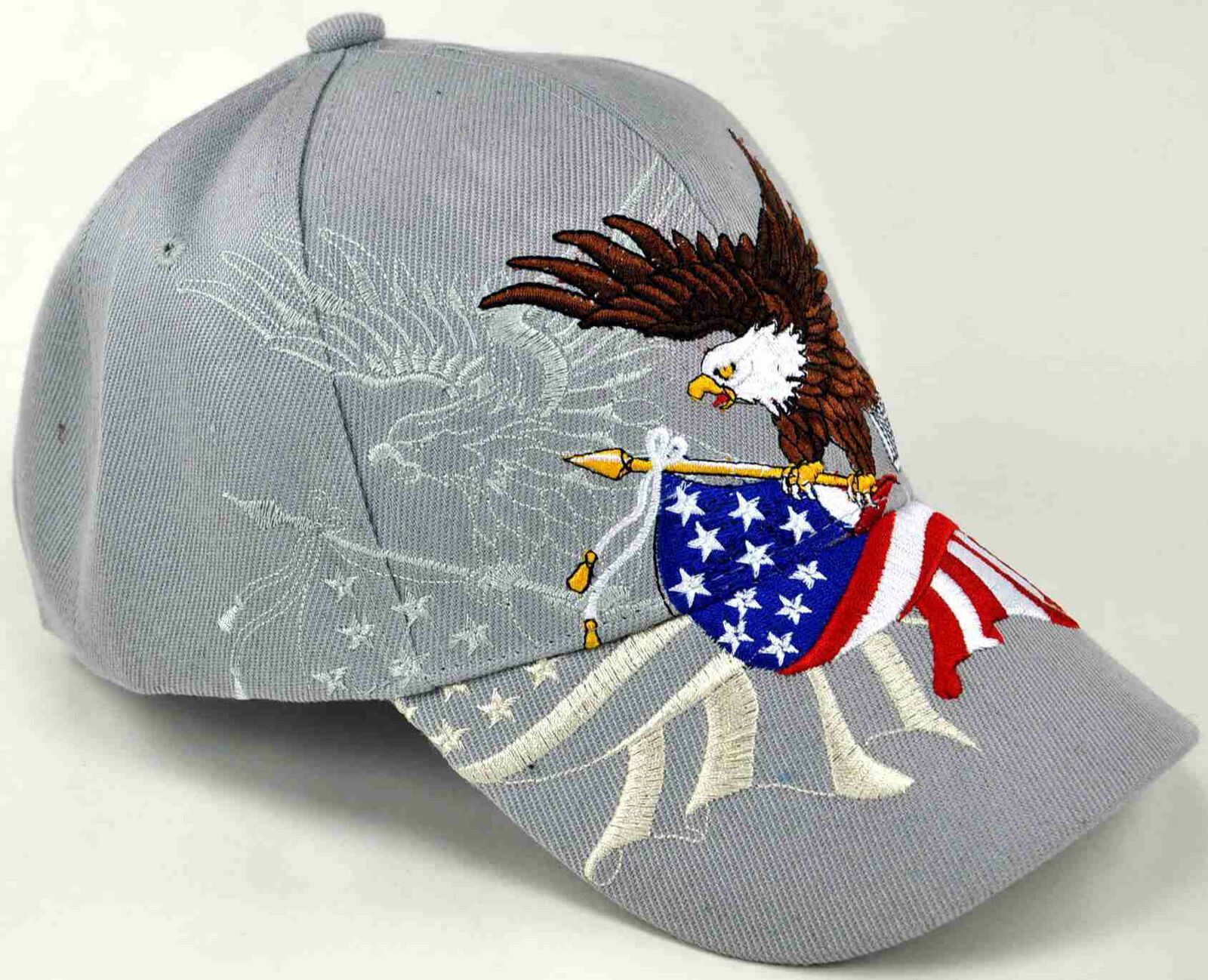 NEW! EAGLE USA FLAG SHADOW MILITARY CAP HAT GRAY Men's Hats