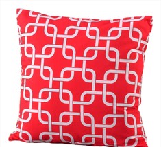 Red Outdoor Throw Pillow Geometric Design 18" x 18" UV50 Sun Weather Resistant 