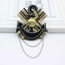 Unisex Black & Badge NO6 Vintage Brooch Bowknot Plated Trendy Collar Ribbon Pin - $5.52