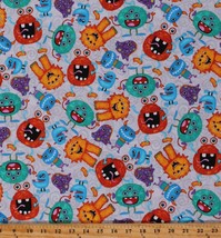 Flannel Silly Monsters Creatures Children Kids Gray Flannel by the Yard D277.16 - $7.99