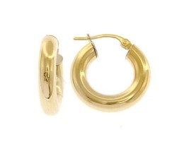 18K YELLOW GOLD ROUND CIRCLE EARRINGS DIAMETER 10 MM, WIDTH 4 MM, MADE IN ITALY image 1