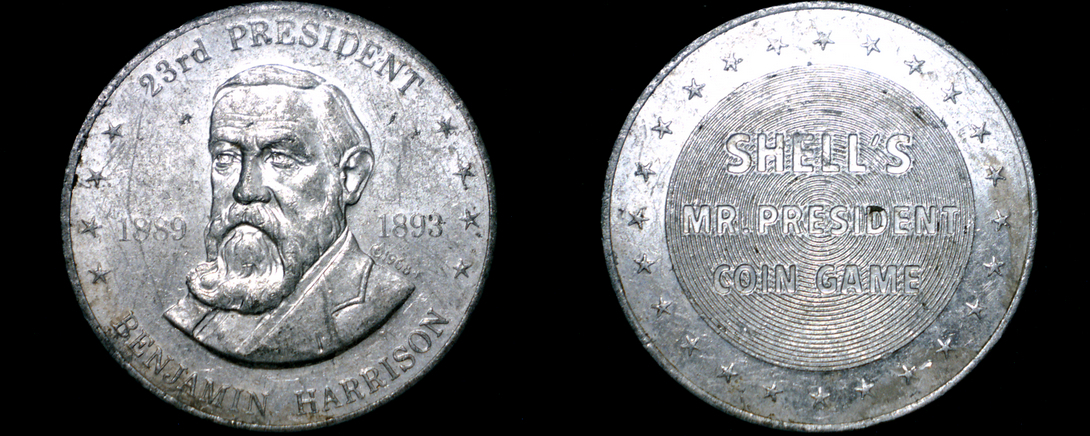 1968 Shell/'s Mr Benjamin Harrison President/'s Coin Game Token