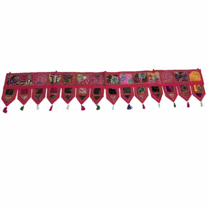 Patchwork Door Hanging, Handmade Door Valance, Cotton Vintage Door Decor - $15.04 - $18.80