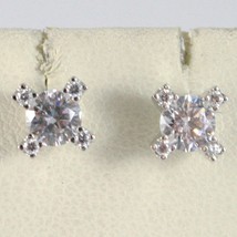 18K WHITE GOLD 7 MM FLOWER CROSS EARRINGS WITH ZIRCONIA 1.2 CARATS MADE IN ITALY image 1