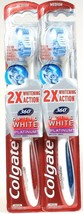 2 Ct Colgate 360 Optic 2X Whitening Action Platinum Medium Spiral Toothbrush