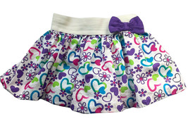 Disney Skirt Girls 18M White Multi Color Hearts Purple Bow Elastic Waist... - $12.86
