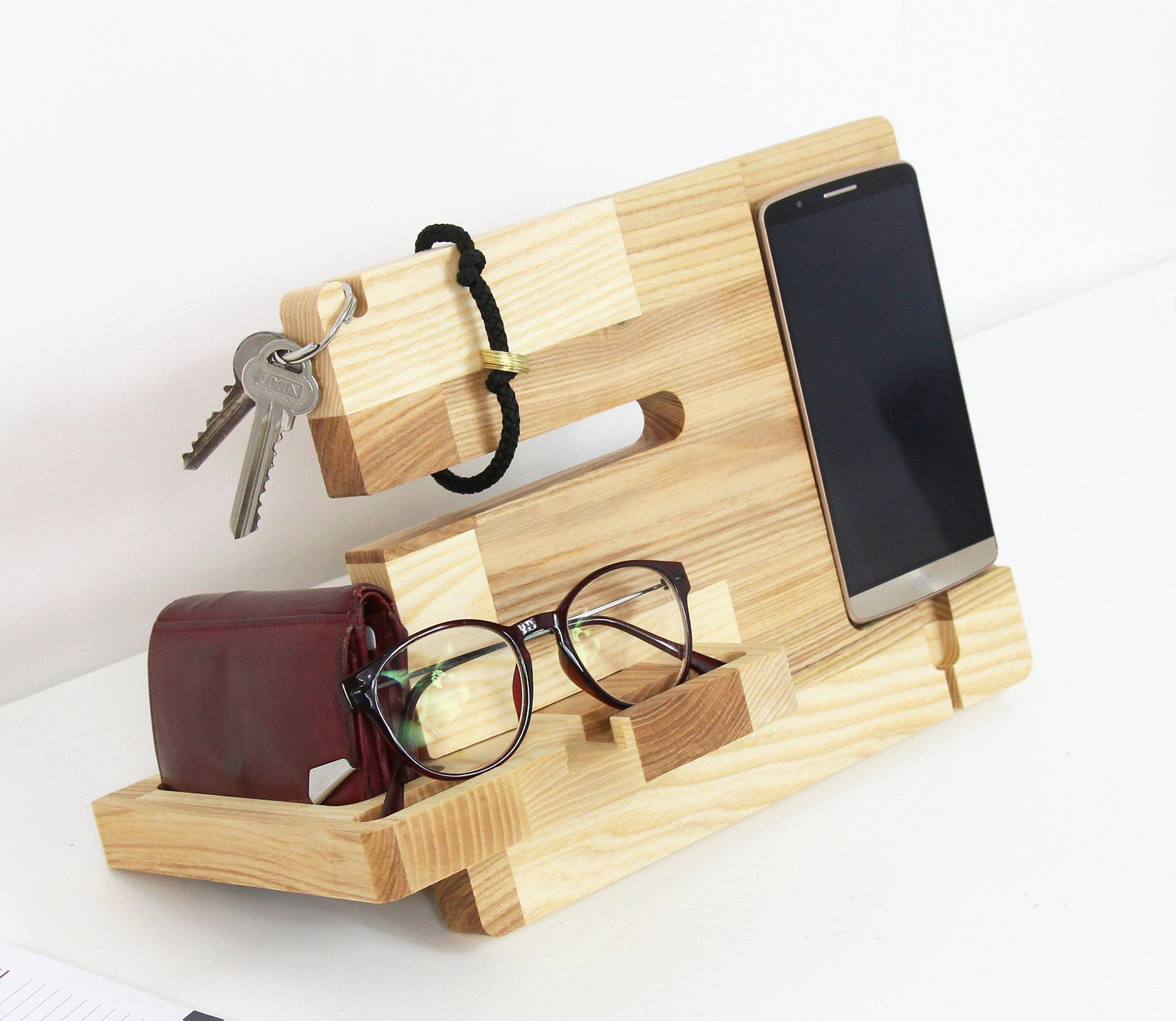 Docking station for men Nightstand organizer Charging station organizer