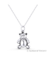 Pot Belly Teddy Bear Children&#39;s Toy Charm Oxidized .925 Sterling Silver ... - $22.03+