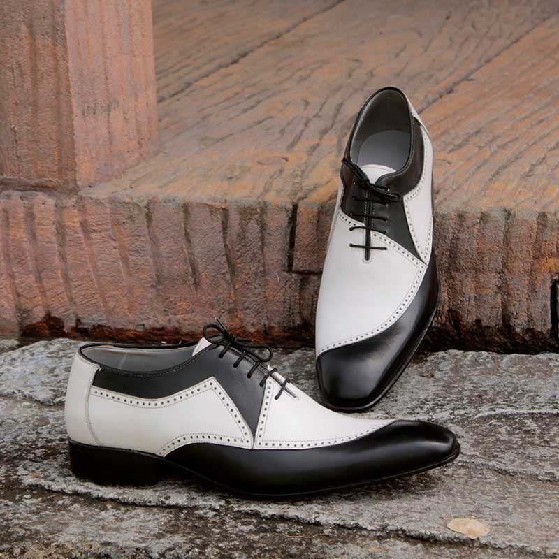 Men's Oxford Two Tone White Black Premium Quality Magnificent Leather ...