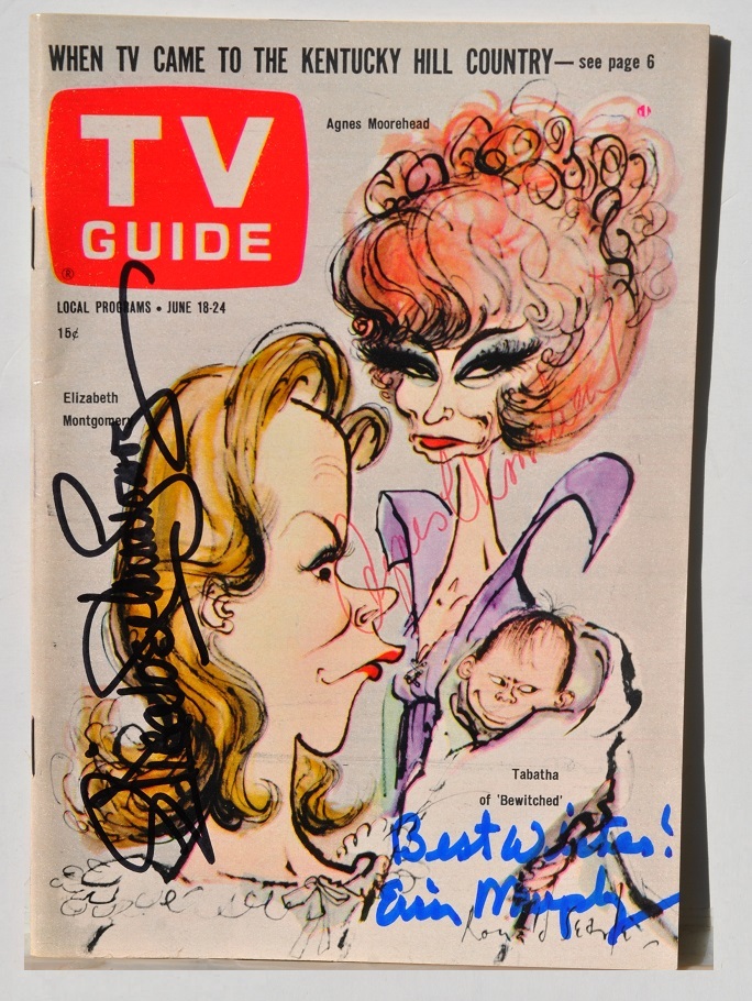 Primary image for BEWITCHED CAST SIGNED TV GUIDE X3 - Elizabeth Montgomery, Agnes Moorhead + w/COA