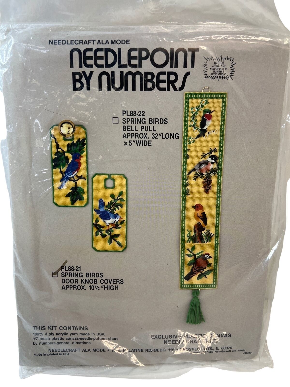 1988 Needlecraft Ala Mode Needlepoint by numbers~ Spring Birds Door Knob Covers - $20.00