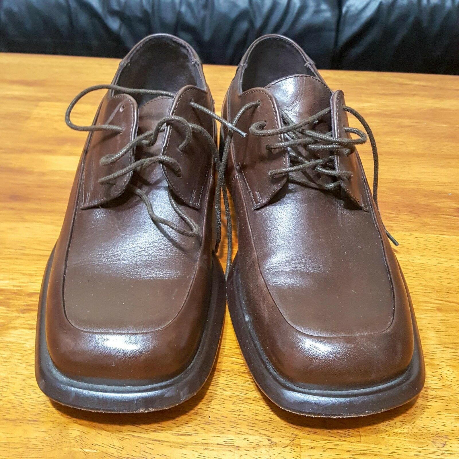 Kenneth Cole Square Moc Toe Leather Dress Shoes Hard Bottom Brown size ...