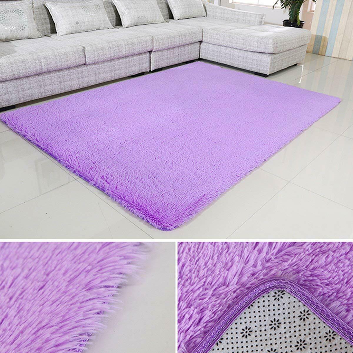 Lavender Faux Fur Rug Area Shaggy 5.3 x 7.5 Home Decor Push Carpet