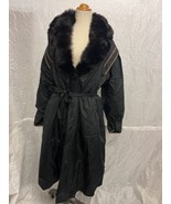 Unique Vintage Fur Collared Belted Coat Vest, Black, Women&#39;s Men&#39;s Unise... - $39.59