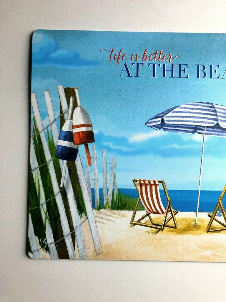 Beach Umbrella Placemats Set of 4 Vinyl Coastal Nautical Beach House