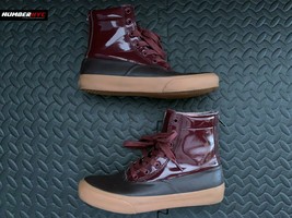 Vans 721454 Red Maroon Rubber Lace Up Zip Up Rain Duck Boot Women Size 8 Shoes - $59.39