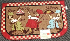 PRINTED NYLON RUG (nonskid)(18&quot;x30&quot;) 3 COLORFUL FAT CHEFS W/TRAYS #1, D ... - $17.81