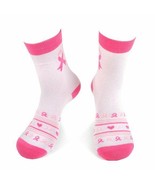 Women&#39;s Breast Cancer Awareness Pink Ribbon Pretty Fun Novelty Socks - £8.87 GBP