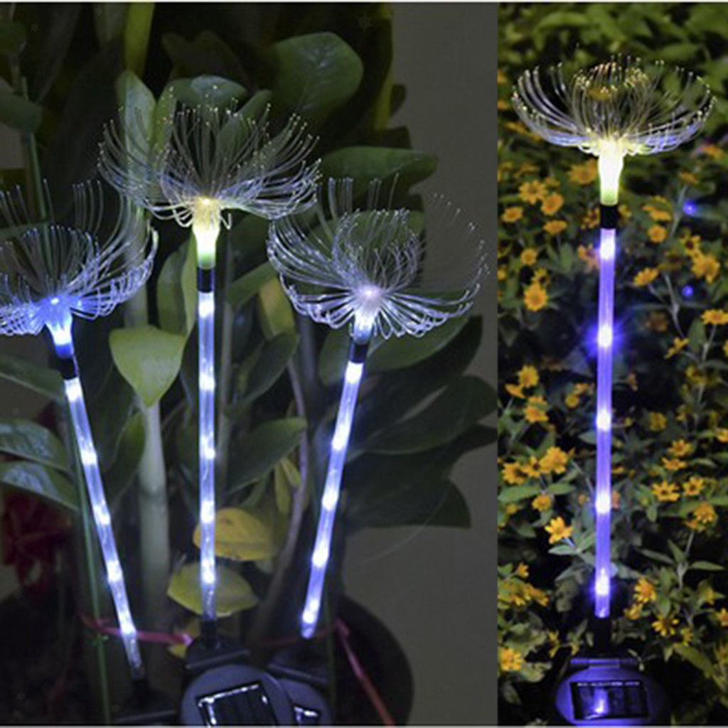 Solar Garden Light LED Fiber Optic Dandelion Stake Yard Color Changing