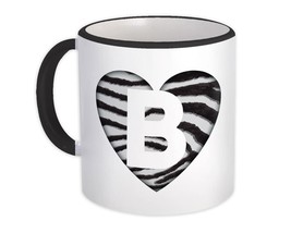 Monogram Letter B : Gift Mug Zebra Letter Initial ABC Animal Heart - $15.90