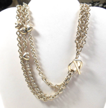 TIFFANY & Co Puffed Heart Multi-Strand Chain Toggle Clasp Necklace RARE 17.25" - $787.05