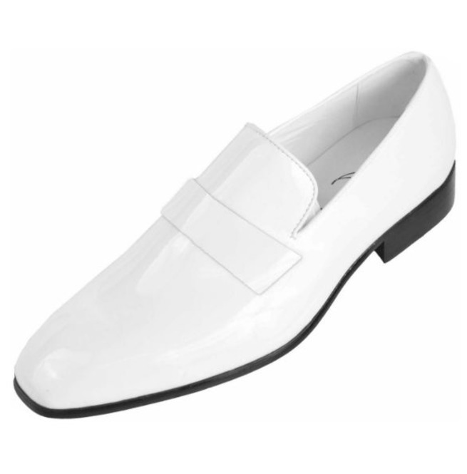 NEW Handmade Men White Party Shoe, Men's Patent Leather Moccasin Slip on Dress S